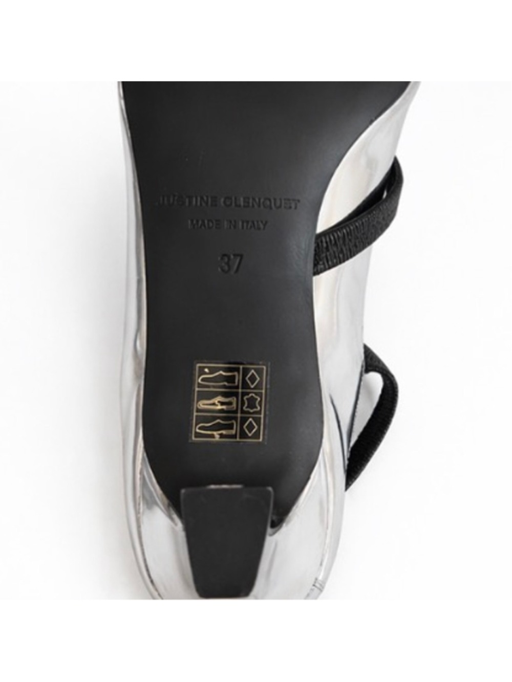 New Justine Clenquet Silver Joy Kitten Heel Slingback Mules Size 7/37 - Picture 5 of 8
